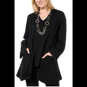WynneLayers Women's Cashmere Drape Open Front Cardigan Black - Regular